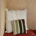 Coussin rayures beige/verts - Punchneedle